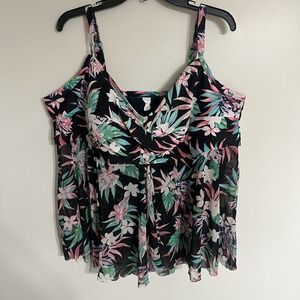 Women's Croft And Borrow Plus Size Tankini Top Tropical‎ Print Size 3XL